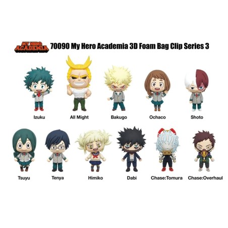 MY HERO ACADEMIA - Series 3 - 3D Foam Bag Clip (Display 24 Pcs) 