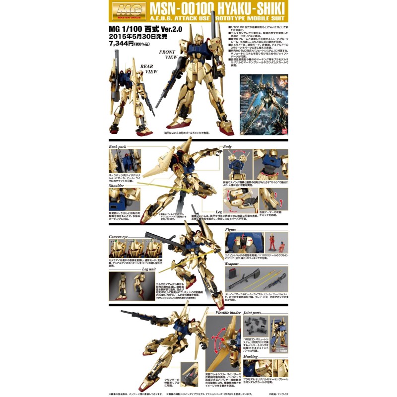 GUNDAM - MG 1/100 Hyakushiki ver.2.0 - Model Kit - 18cm 