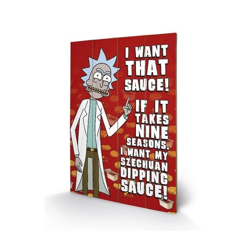 RICK & MORTY - Szechuan Sauce - Impression sur bois 40x59cm 
