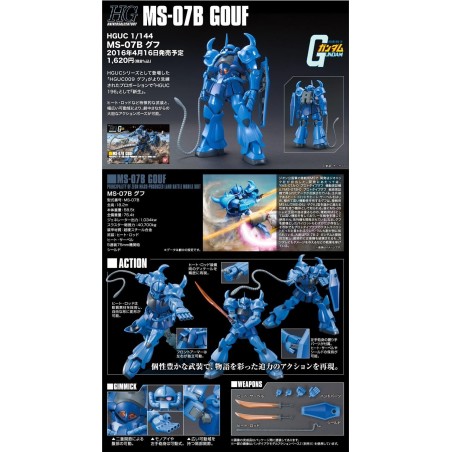 GUNDAM - Model Kit - HG 1/144 - MS-07B Gouf - 13CM 