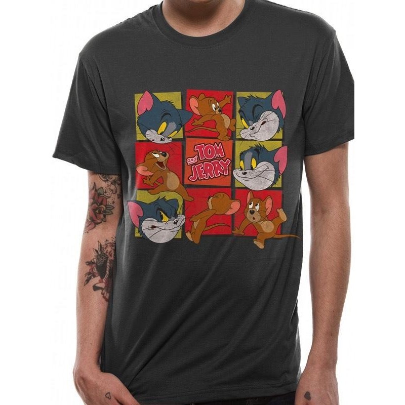 TOM AND JERRY - T-Shirt IN A TUBE- Squares (S) 