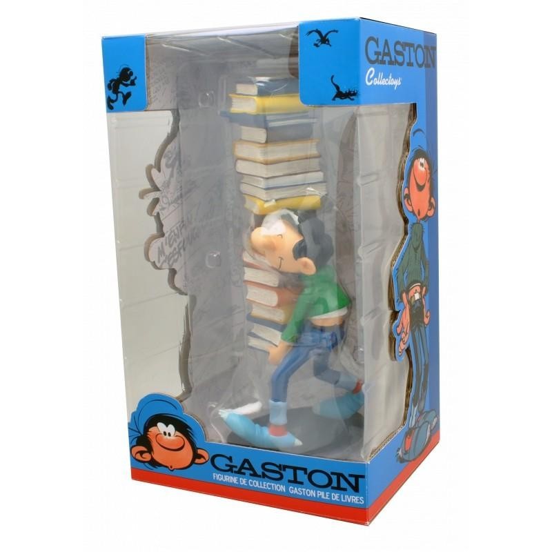 GASTON LAGAFFE - Figurine Resine - Portant une Pile de Livres - 29cm 