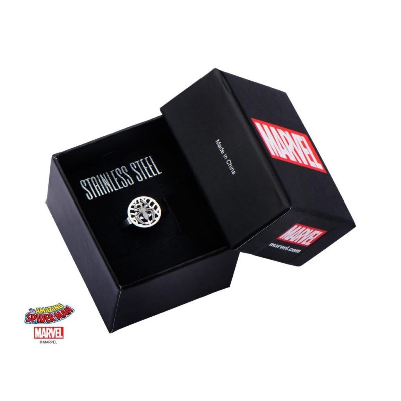 MARVEL - Women's Silver Plated Brass Spider-Man Ring - Size 7 