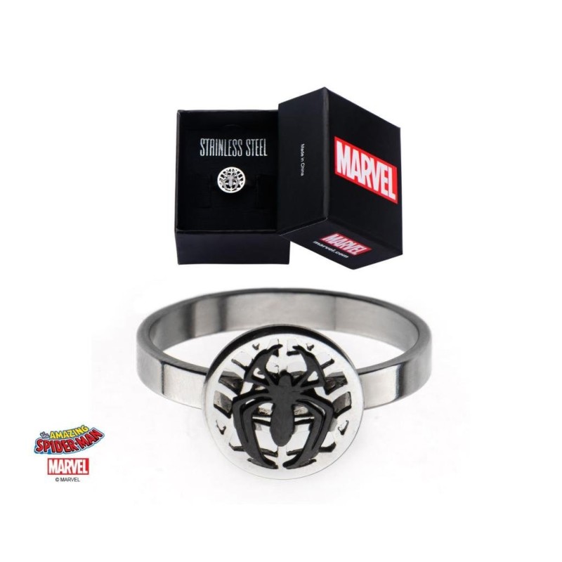 MARVEL - Women's Silver Plated Brass Spider-Man Ring - Size 7 