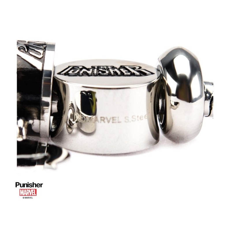 MARVEL - Women's Stainless Steel Punisher Bead Charm Bracelet Set 
