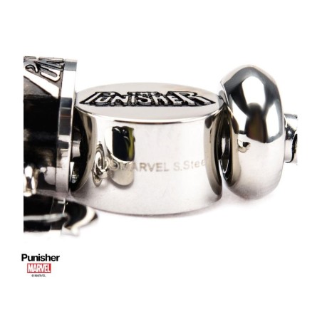 MARVEL - Women's Stainless Steel Punisher Bead Charm Bracelet Set 