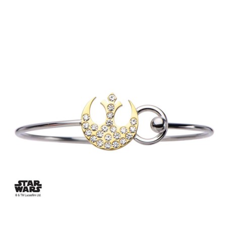 STAR WARS - Rebel Alliance Symbol with Clear Gem Bangle Bracelet 