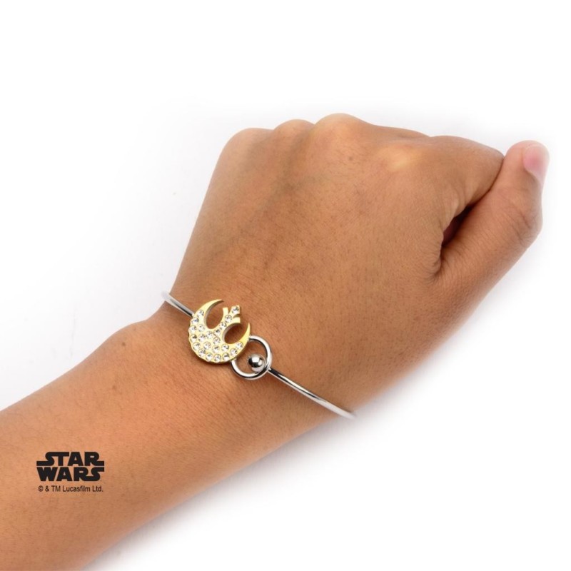 STAR WARS - Rebel Alliance Symbol with Clear Gem Bangle Bracelet 