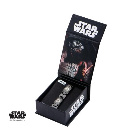 STAR WARS - Black PVD Plated Galactic Empire Symbol Link Bracelet 