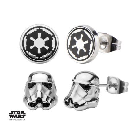 STAR WARS - 3D Stormtrooper and Enamel Galactic Empire Symbol Stud Ear 