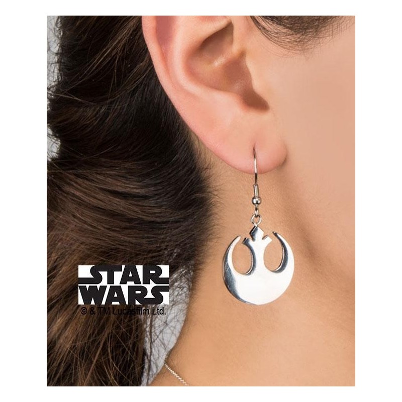 STAR WARS - Women's Stainless Steel Rebel Symbol Hook Dangle Earrings 