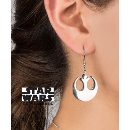 STAR WARS - Women's Stainless Steel Rebel Symbol Hook Dangle Earrings 
