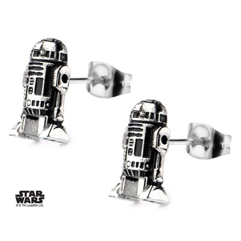STAR WARS - Stainless Steel R2D2 3D Cast Stud Earrings 