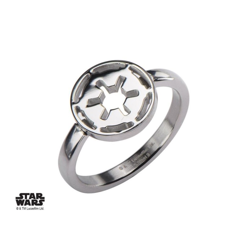 STAR WARS - Women's Stainless Steel Galatic Empire Cut Ring - Size 7 