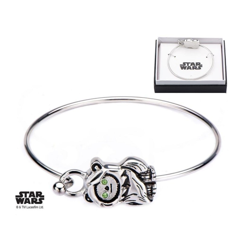 STAR WARS - Women's Stainless Steel 3D Ewok Bangle Bracelet 
