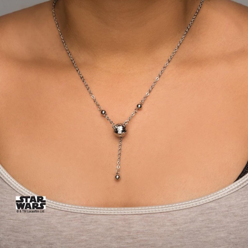 STAR WARS - Woman's Stainless Steel 3D Death Star Necklace 