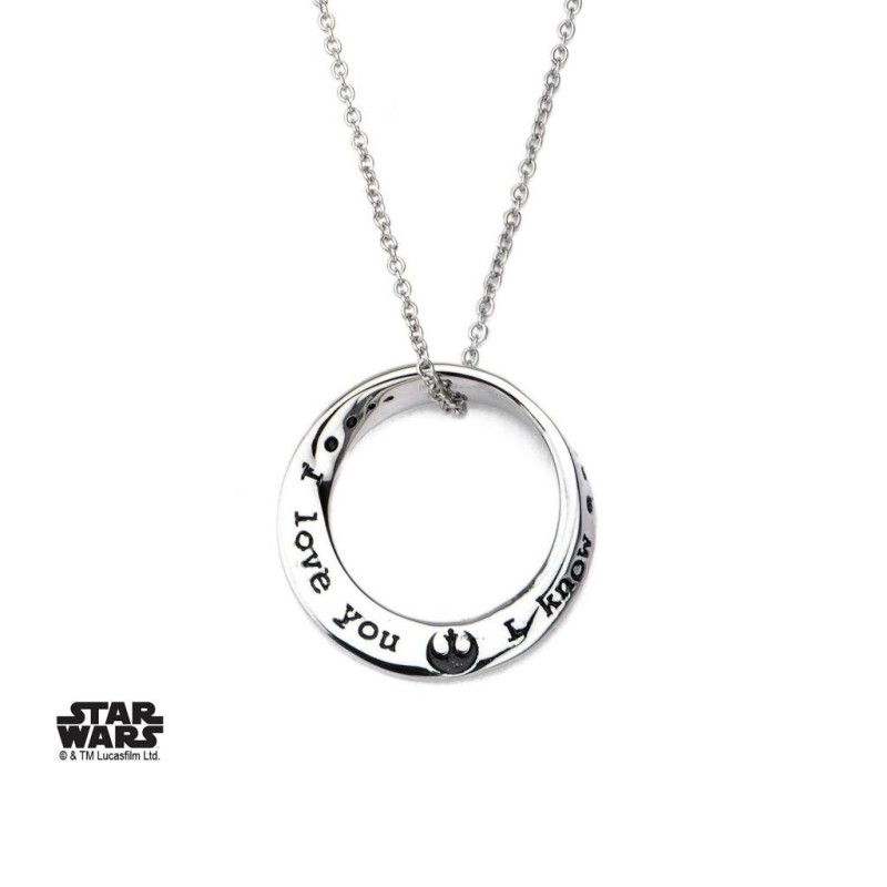 STAR WARS - Stainless Steel I KNOW I LOVE YOU Mobius Necklace Pendant 