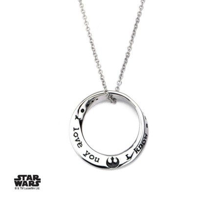 STAR WARS - Stainless Steel I KNOW I LOVE YOU Mobius Necklace Pendant 