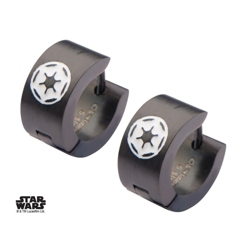 STAR WARS - Stainless Steel Black Empire Logo Huggie Earrings 
