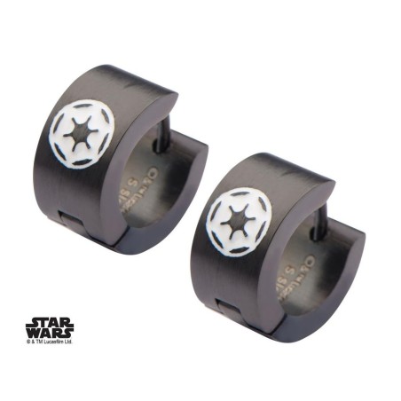 STAR WARS - Stainless Steel Black Empire Logo Huggie Earrings 