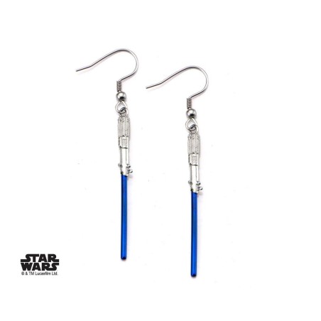 STAR WARS - Stainless Steel Blue Lightsaber Hook Dangle Earrings 