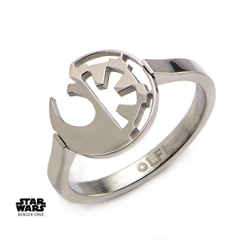 STAR WARS - Women's Stainless Steel Rebel Empire Cut Ring - Size 7 