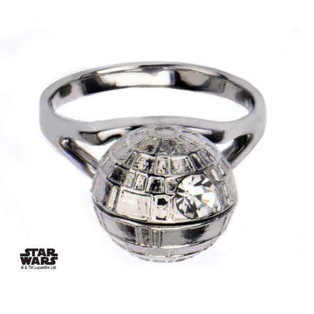 STAR WARS - Women's Stainless Steel 3D Death Star Ring - Size 7 