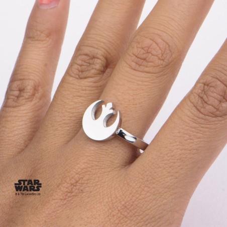 STAR WARS - Women's Stainless Steel Rebel Alliance Cut Ring - Size 7 