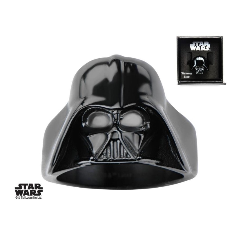 STAR WARS - Men's Stainless Steel Black 3D Darth Vader Ring - Size 11 