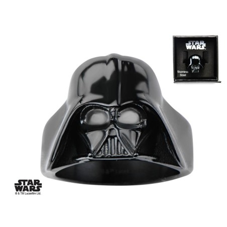 STAR WARS - Men's Stainless Steel Black 3D Darth Vader Ring - Size 11 