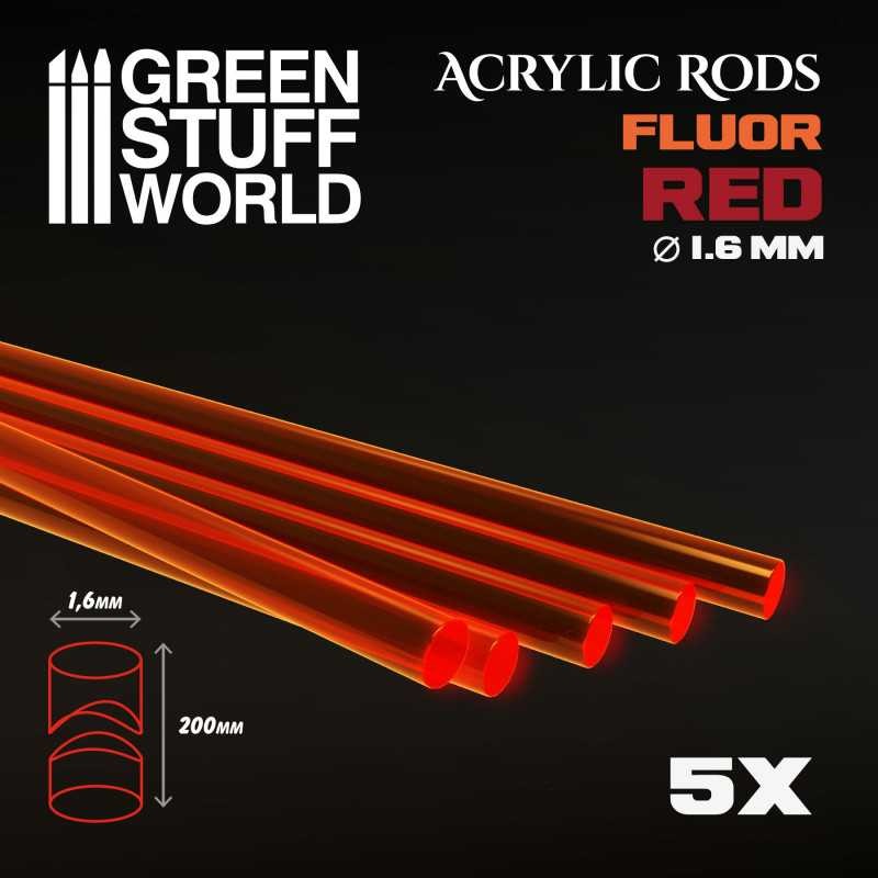 Tiges Acryliques ROND 16 mm Fluor ROUGEORANGE