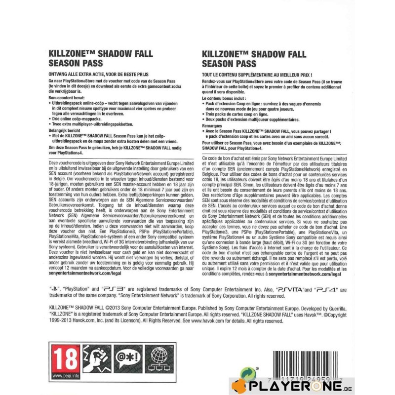 Playstation Network - Killzone Shadow Fall Season Pass (Belgium Only) 
