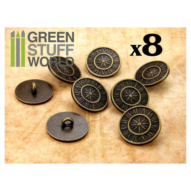 8x Boutons à motifs Steampunk HORLOGE ANTIQUE- Bronze