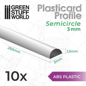 Plasticard PROFILÉ TIGE SEMI-CIRCULAIRE 3 mm