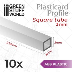 Plasticard PROFILÉ TUBE CARRÉE 3 mm