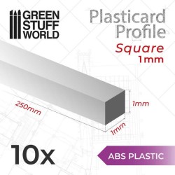 Plasticard PROFILÉ TIGE CARRÉE plein 1mm