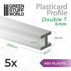 Plasticard PROFILÉ POUTRE en H 6mm