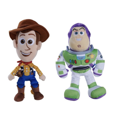 TOY STORY - Buzz & Woody - Assortiment de 6 Peluches 25cm -2Modèles 