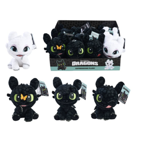 DRAGONS - Display de 12 Peluches 18cm - 4 Modèles 