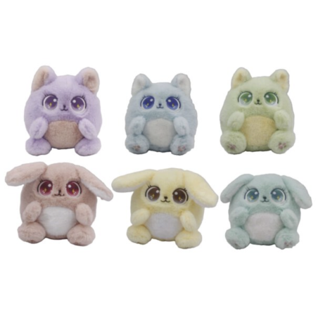 KAWAII - Chats & Chiens - Assortiment de 12 Peluches 18cm - 6 Modèles 