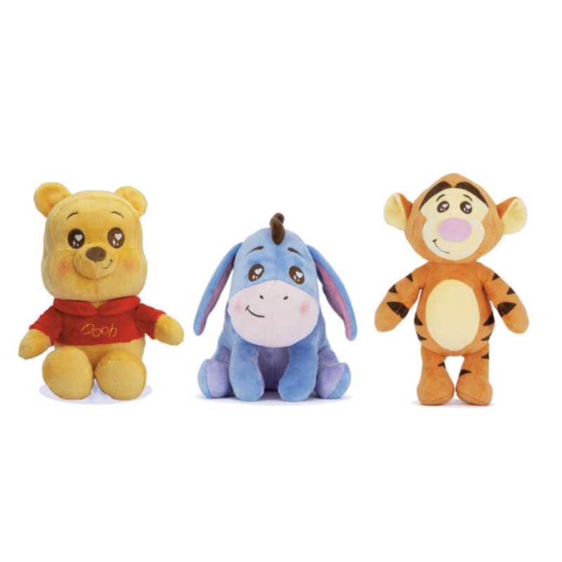 WINNIE & Friends - Kawaii - Assortiment de 8 Peluches 25cm - 3 Modèles 