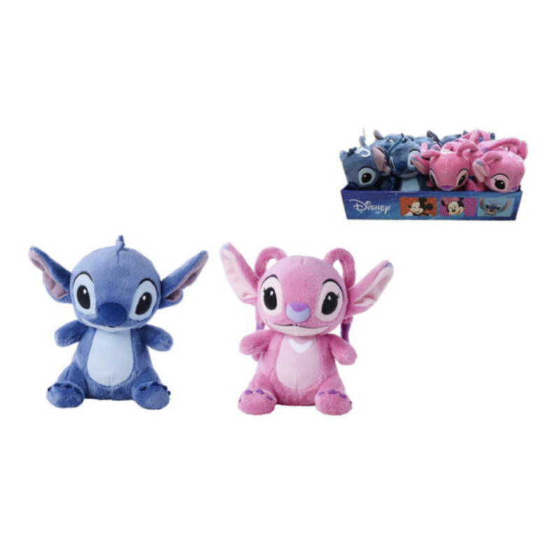 STITCH & ANGEL - Display de 12 Peluches 17cm - 2 Modèles 