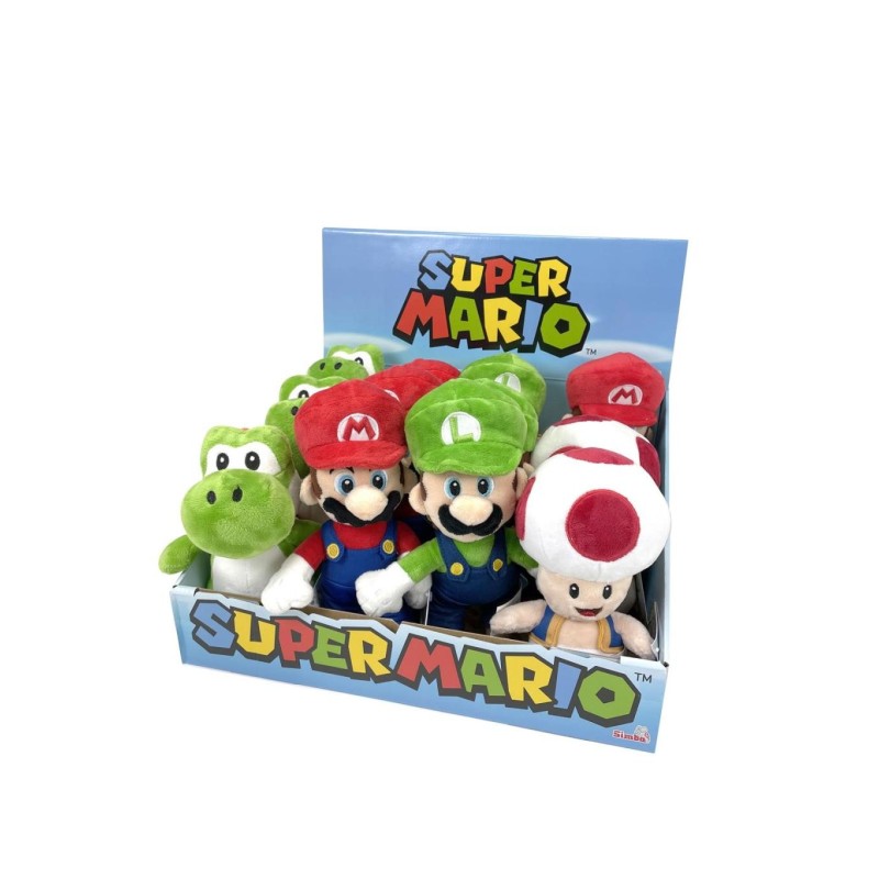 SUPER MARIO - Display de 12 Peluches 20cm - 4 Modèles 