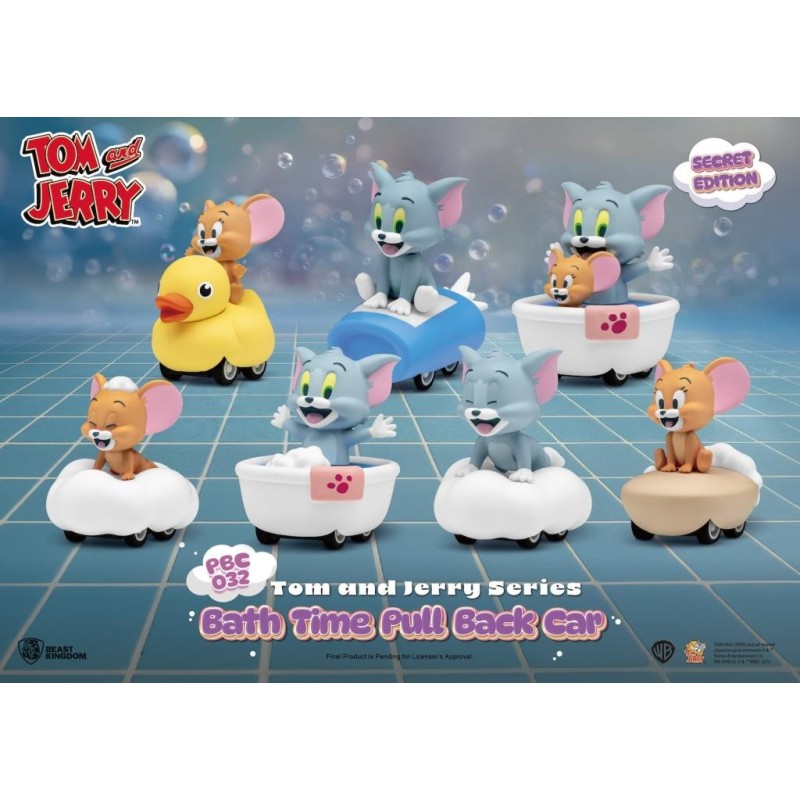 TOM AND JERRY - Bath Time Pull Black Car- Set 6 Fig. Blind Box 5cm 