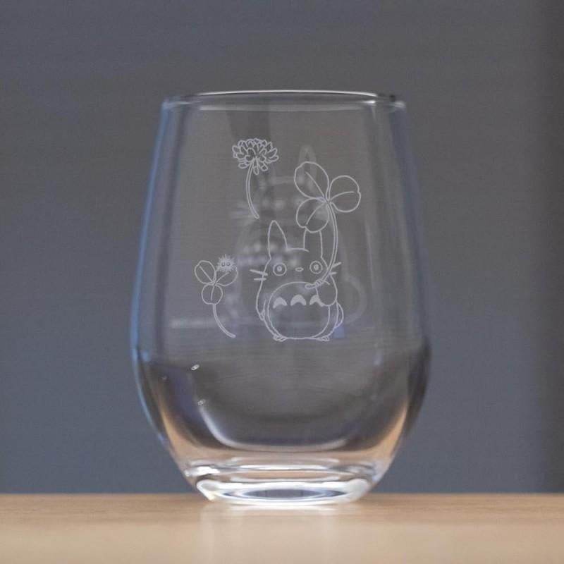 MON VOISIN TOTORO - Totoro & Trèfle blanc - Verre Gravé 325ml 