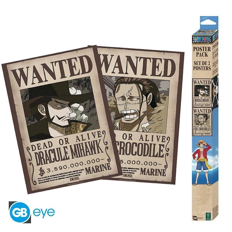 ONE PIECE - Wanted Mihawk & Crocodile - Set de 2 posters '52x38' 