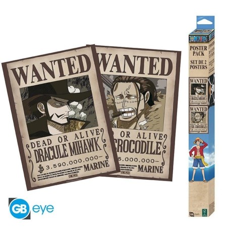ONE PIECE - Wanted Mihawk & Crocodile - Set de 2 posters '52x38' 