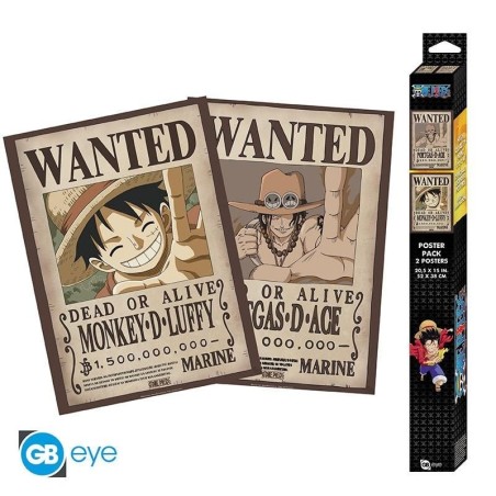 ONE PIECE - Wanted Luffy & Ace - Set de 2 posters '52x38' 