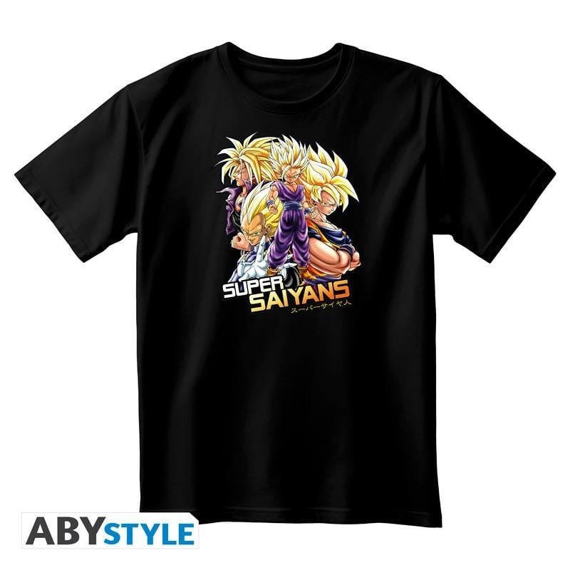 DRAGON BALL - T-Shirt DBZ Saiyans Unisexe Noir (XS) 