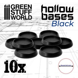 Socles en plastique noir avec CREUX - Rond 40mm